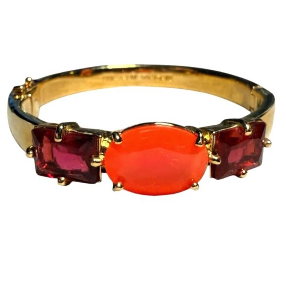 Kate Spade New York Hancock Park Hinged Bangle Bracelet Orange Cabochon Retired